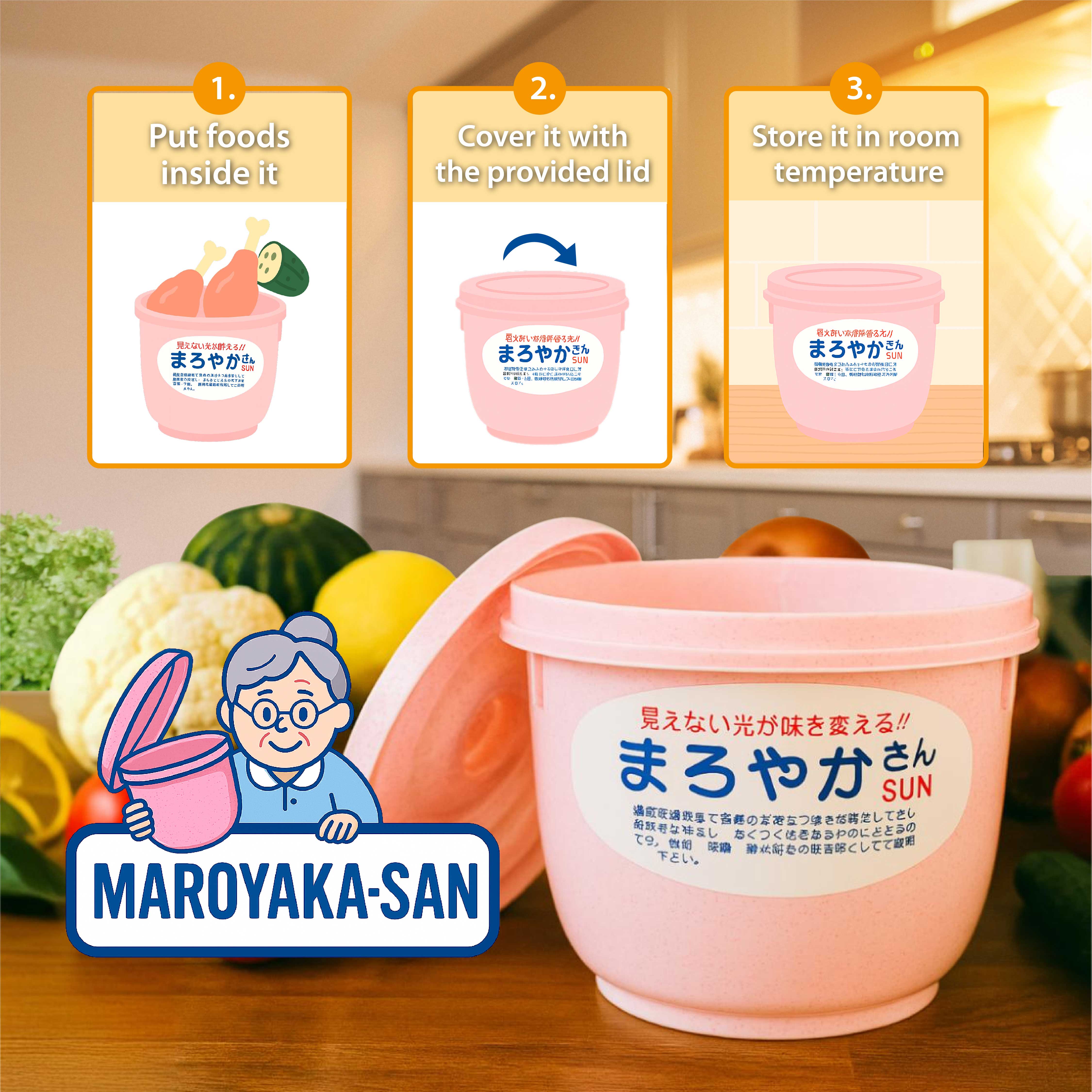 Maroyaka-San Food Storage Container – Anti-Bacterial & Fresh-Keeping