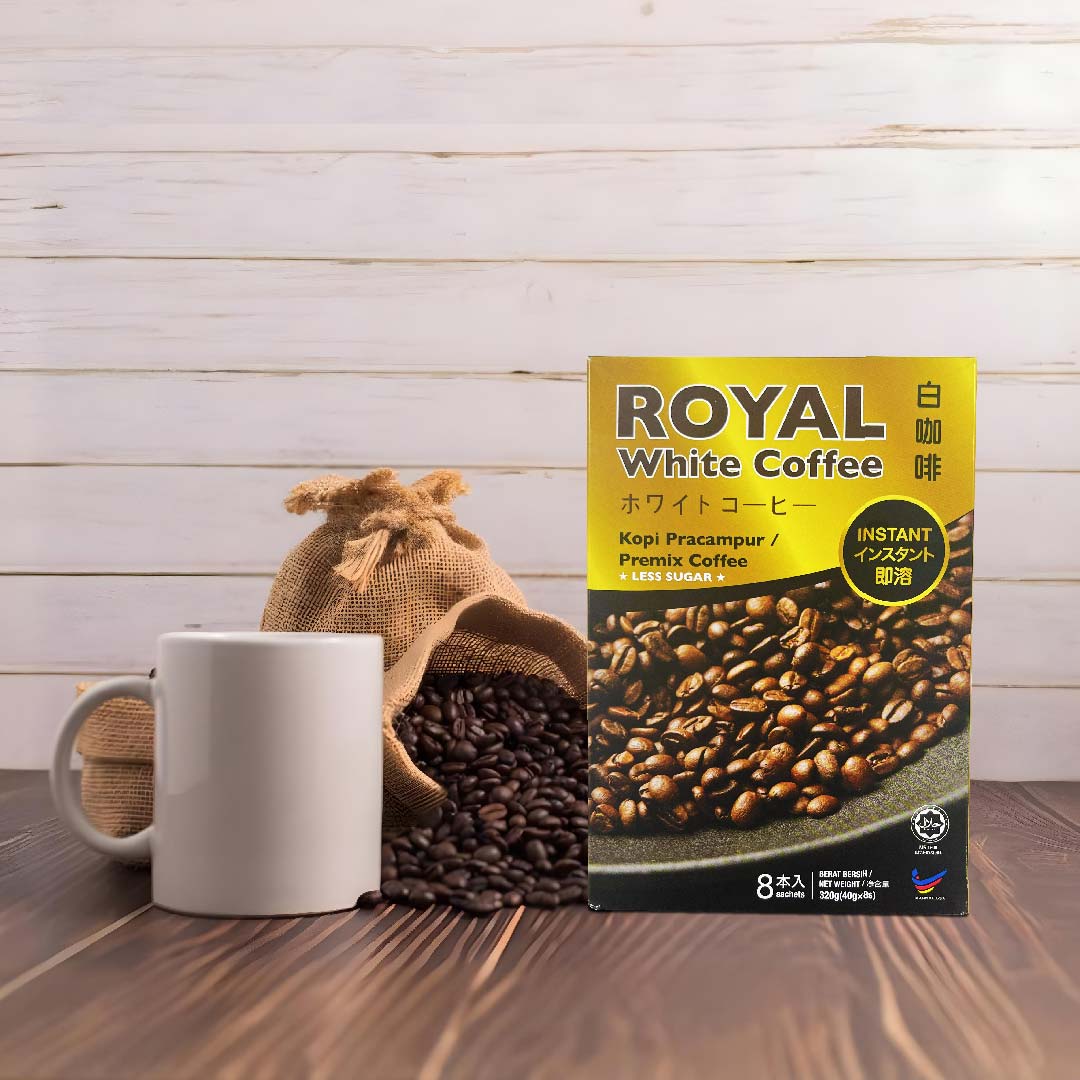 Royal White Coffee – Premium Arabica Blend, Less Sugar (8 Sachets)